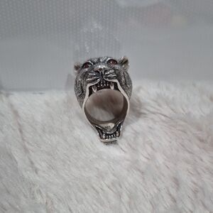 Silver Tiger Head Ring